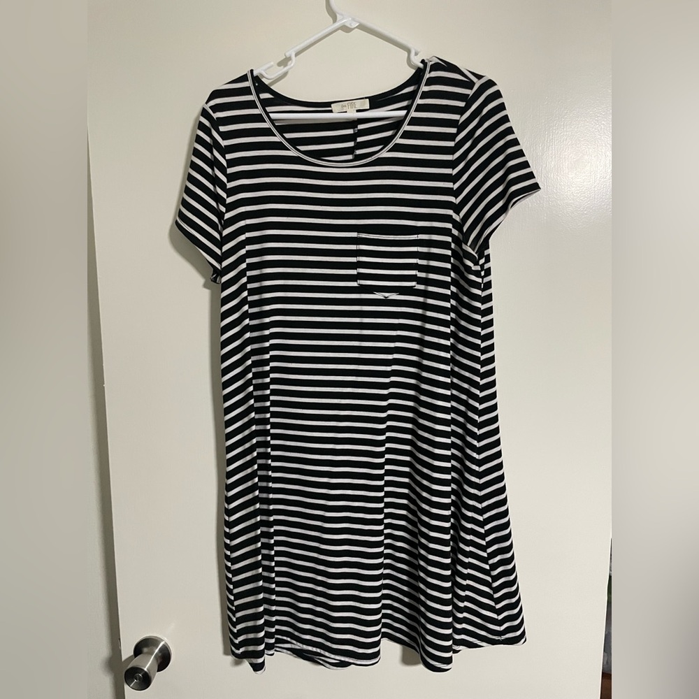 love, Fire Black and White Striped Dress
